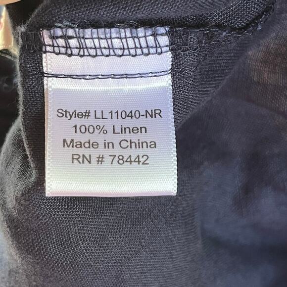 Allen Allen Women's Navy 100% Linen Cropped Pants Size S - Picture 7 of 7